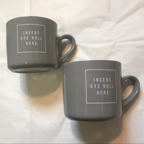 Set 2 “Insert Eye Roll Here” Mug Coffee Cup Gray - Picture 1 of 5